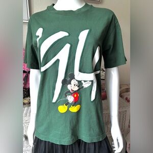 Vintage 1994 Disney Mickey Mouse All Cotton Single Stitch Green T-shirt Size M